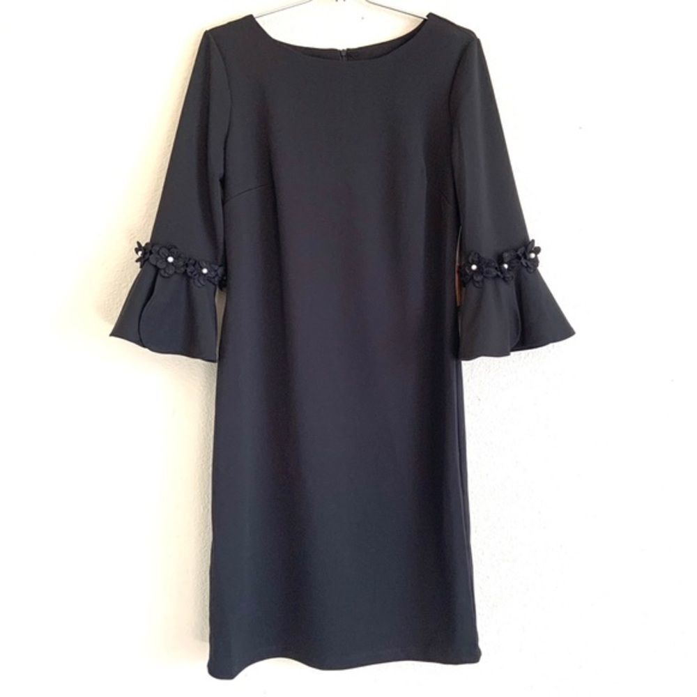 I LE NEW YORK Pearls Beaded Bell Sleeve Dress 8
